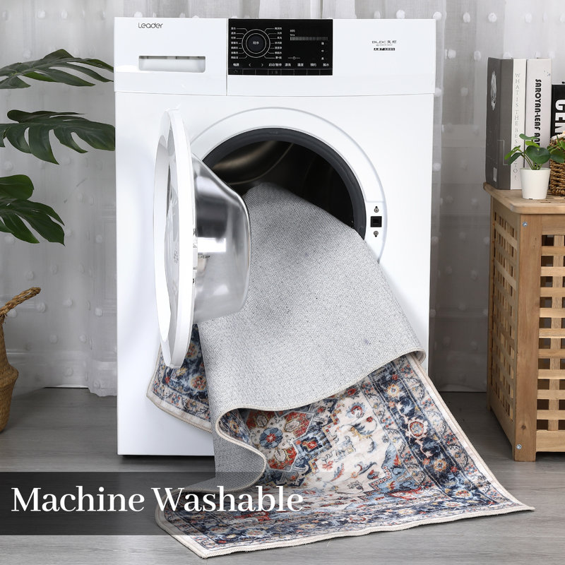 Dalpe Washable Floral Indoor Rug, Rectangle 9' x 12'