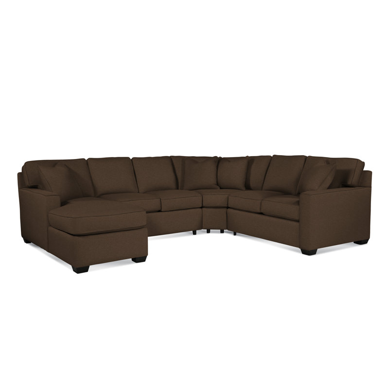 Frye Upholstered U-Sectional, Black, Right Hand Facing, Elite Chocolate; 0321-72