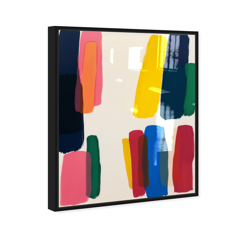 Oliver Gal CaliSunset Abstract - Hand-Applied Glass Coat Framed Canvas Art, Black, 30" H x 24" W