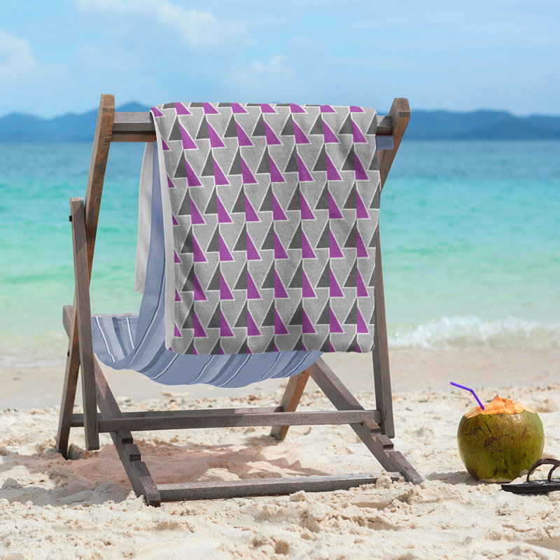 Serviette de plage à flèches changeées, Violet / gris