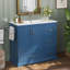Meuble-lavabo 42 po avec lavabo en céramique, armoire autoportante à 4 tiroirs, portes à fermeture douce et porte-serviettes réversible-1031493341