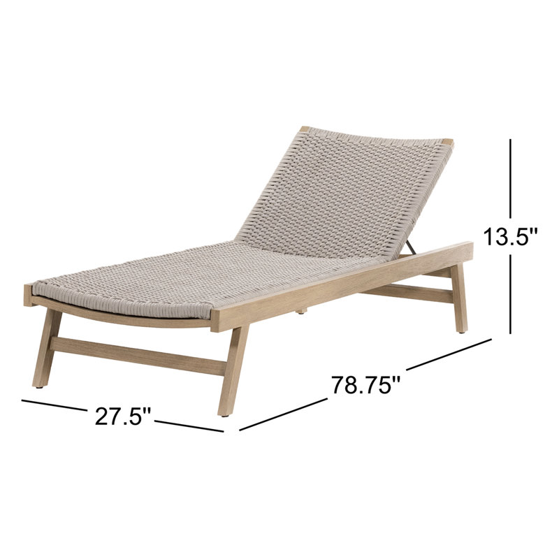 Delano Outdoor Teak Chaise Lounge, Washed Brown/Gray