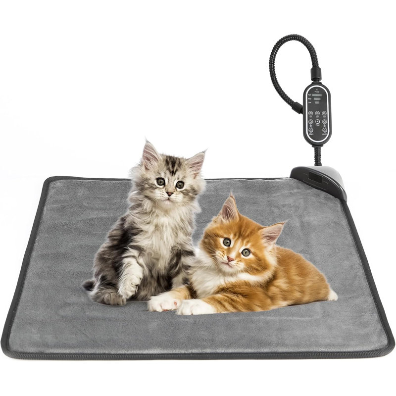 Gray Electric Pet Heating Pad with Smart Sensor and Chew Resistant Cord