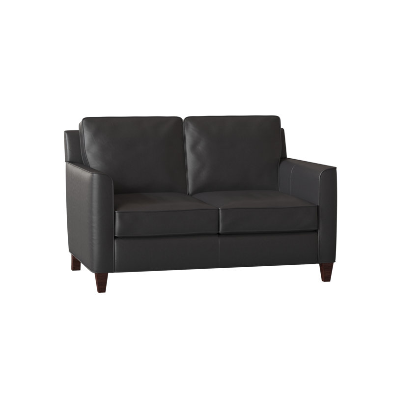 Yorba Leather Loveseat, Aline Fumo Genuine Leather, Mahogany