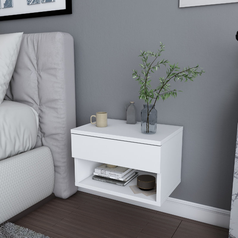 Jamot 44.6cm W Bedside Table, White