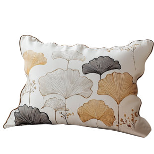 Simple Black Gold Ginkgo Leaf Embroidered Pillow