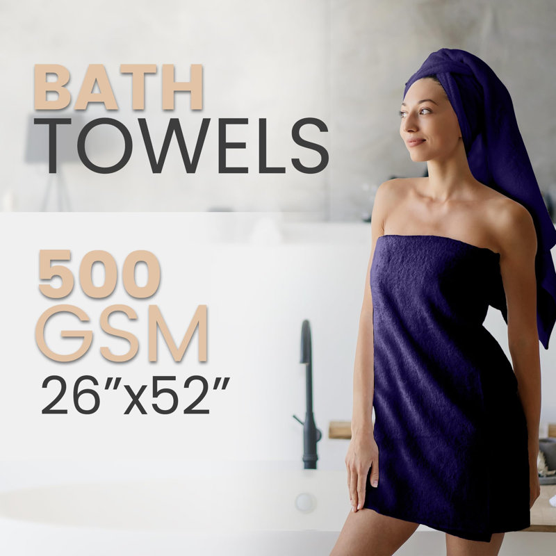 Serviettes de salle de bain économique 26 x 52 pouces 500 g / m², Prune