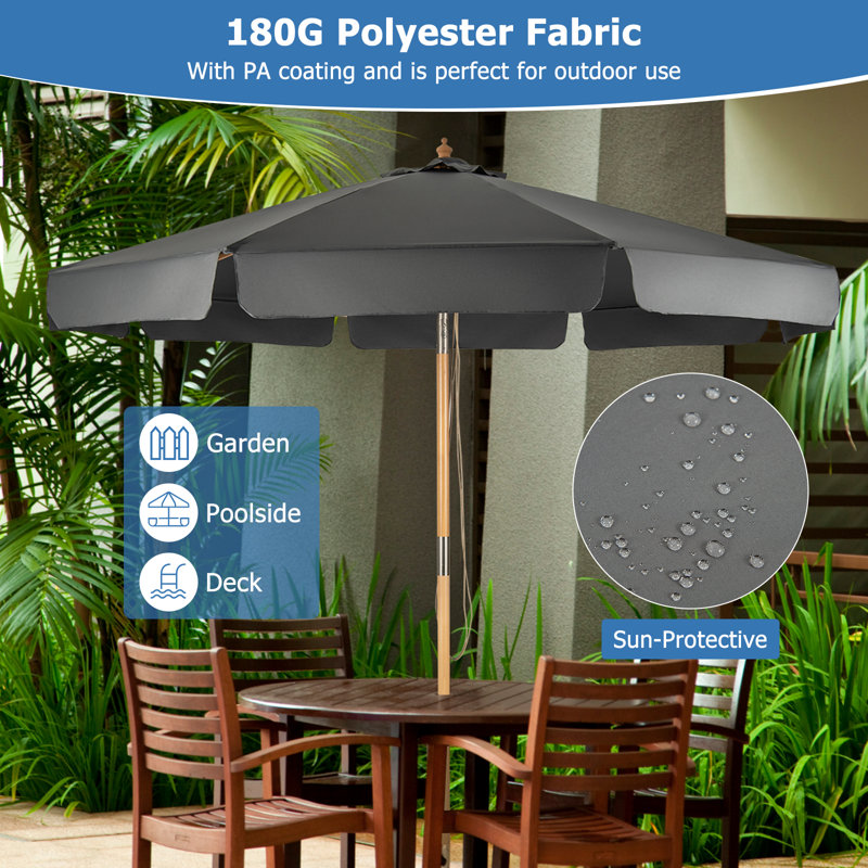 Norlishia 300cm Market Parasol, Natural, Grey
