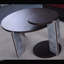 Ensemble de table basse / de bout Modern - panneau de fibres à densité moyenne plaqué noyer, base en pierre frittée - noyer