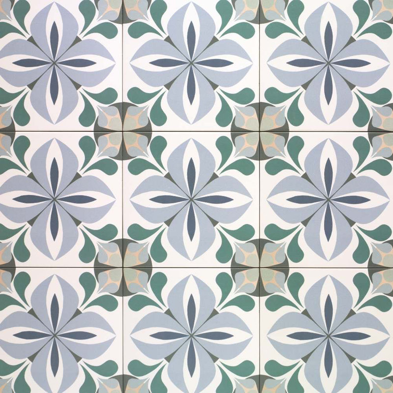 Summertime 8" x 8" Patterned Matte Porcelain Tile, Ruan