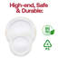 Assiettes jetables rondes en plastique blanc avec rebord doré (10 po)