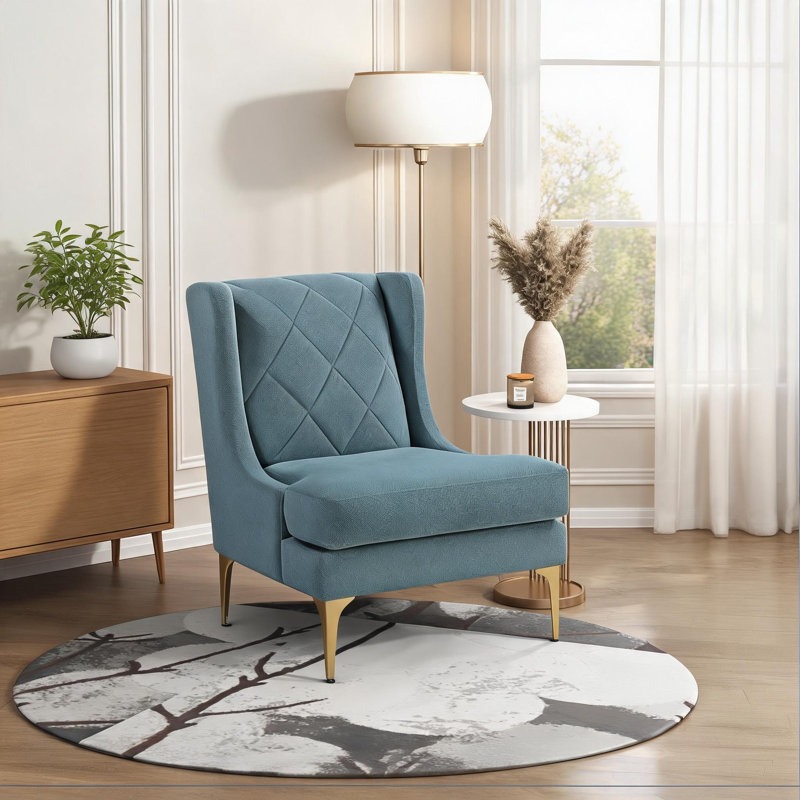Fauteuil d'appoint à oreilles en chenille bleu riche Rich Luxury, Blue