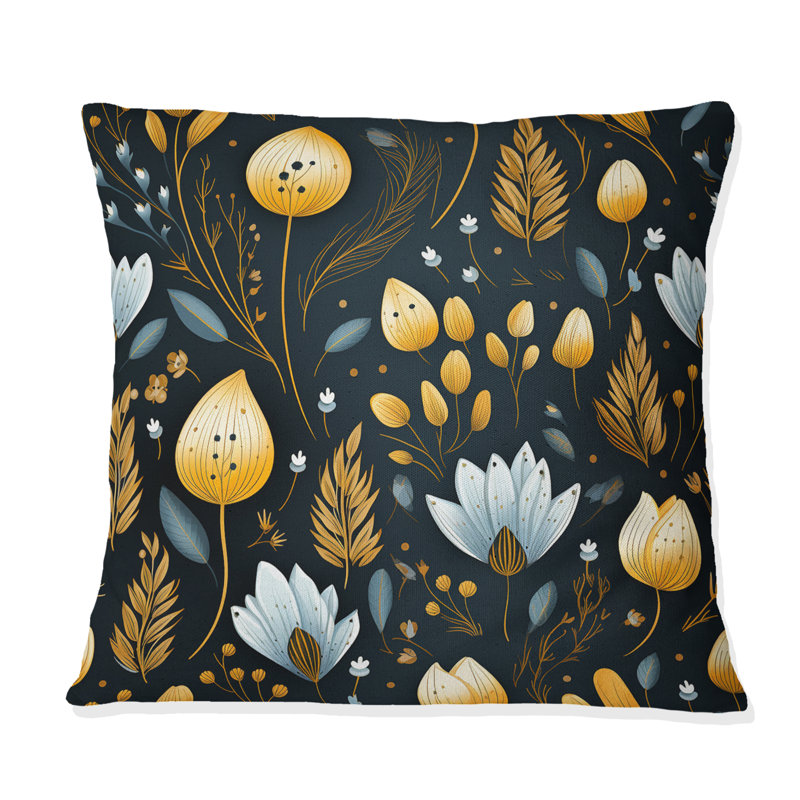Coussin décoratif en polyester floral, H 16 po x l 16 po