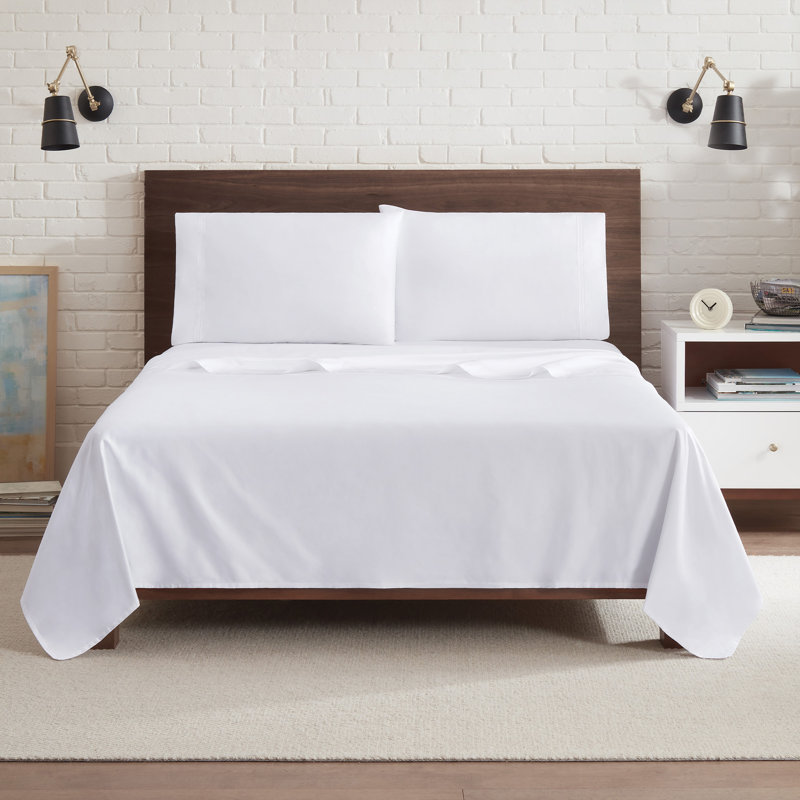 Ensemble de draps en satin de coton 600 fils, Gris acier, Grand