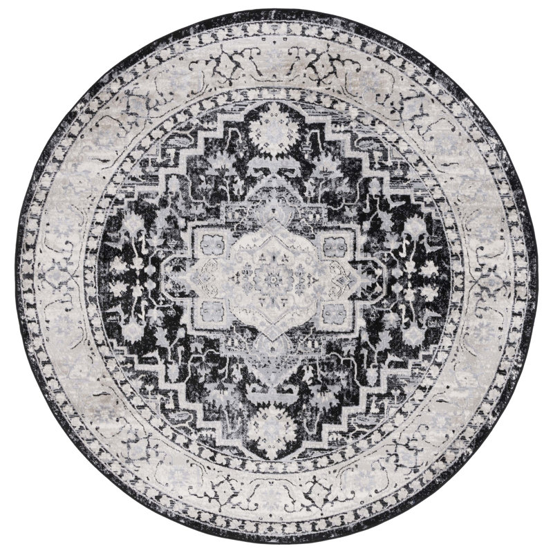 Hayashi Machine Woven Oriental Area Rug, Round 6'7"