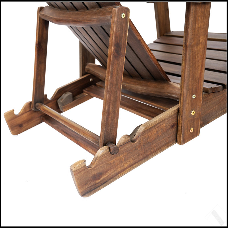 Foldable Acacia Wood Adirondack Chair – Traditional Slats, Rustic Outdoor Design, Wide Armrests For Comfort And Style, Gray