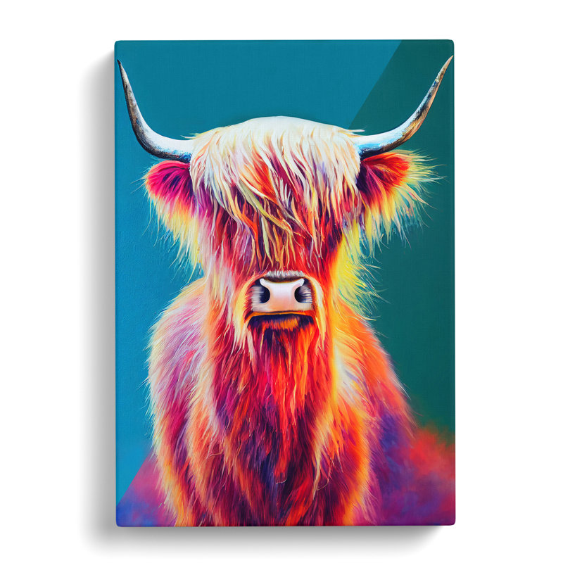 XC1022-1593X Colourful Highland Cow No.2 - Wrapped Canvas Print, 60cm H x 40cm W x 3cm D