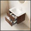 Meuble-lavabo mural flottant avec lavabo blanc Carrara et 2 tiroirs, grain de bois rétro, pré-assemblé-1706472565