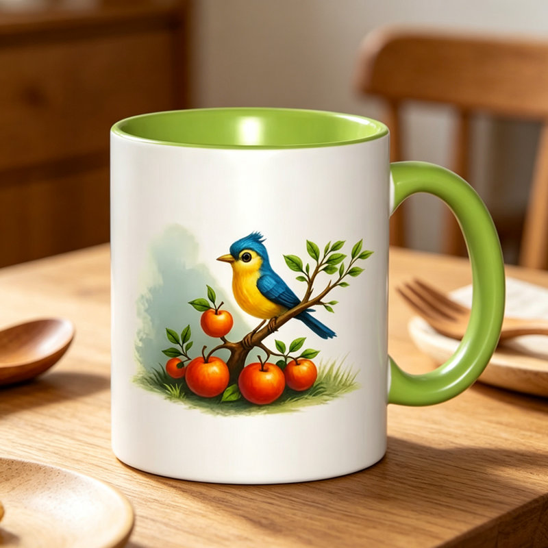 1pc with Bluebird& Apple Tree Branch Design Ceramic Coffee Mug Coffee Cup Tea Mug Halloween.