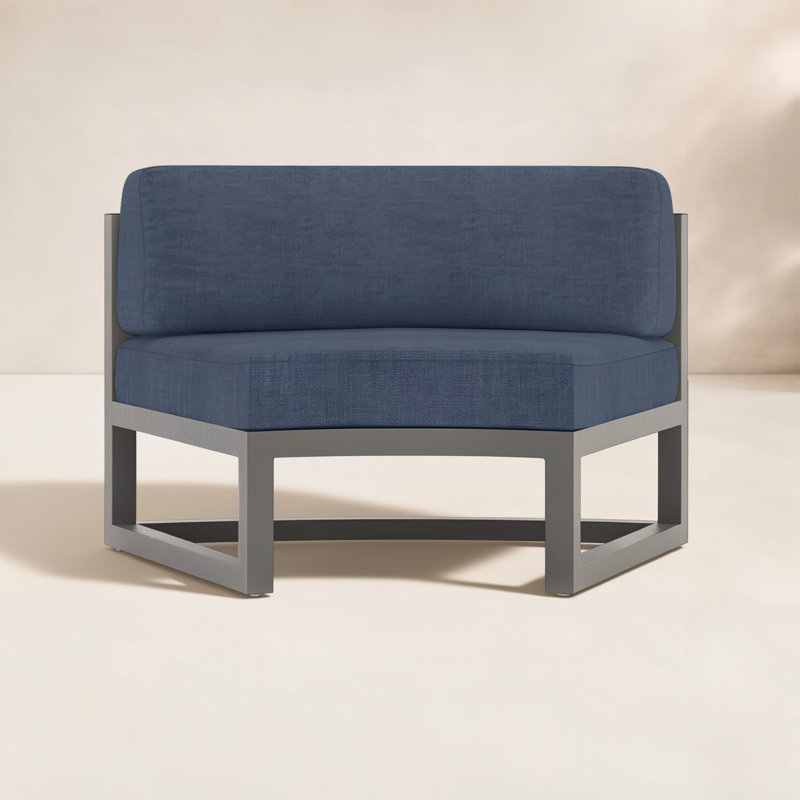 Bergeron Outdoor Curved Patio Sectional with Sunbrella Cushions, Spectrum Indigo Sunbrella®, Slate