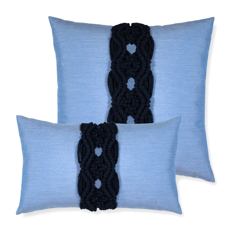 Palomar Lumbar Outdoor Rectangular Sunbrella® Pillow Cover & Insert, Navy/Blue