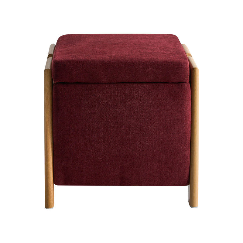 Taheem 45cm Wide Square Solid Colour Pouffe Ottoman with Storage, Red