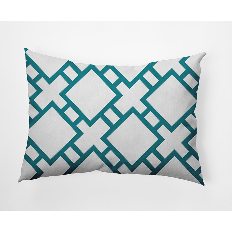 Geometric Reversible Throw Pillow, Teal