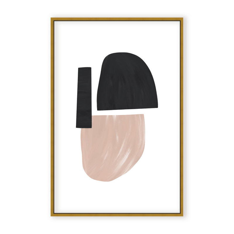Black and Nude Abstract Shapes by Uplusmestudio - Picture Frame Painting on Paper, 24" H x 16" W x 1.125" D, Framed Print