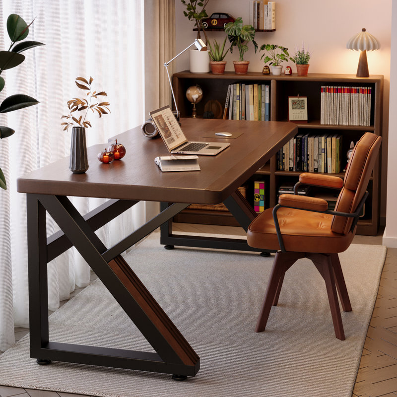 Bureau extra long en bois massif de 63 pouces