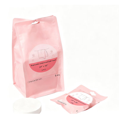 Ensemble de 5 serviettes de bain jetables compressées 27 po x 55 po, emballées individuellement pour le camping