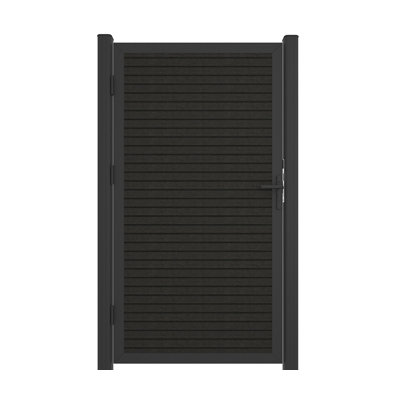 38.25 in. x 71.62 in. UltraEasy Indian Ebony Composite Board-on-Board Fence Gate Kit with Black Frame