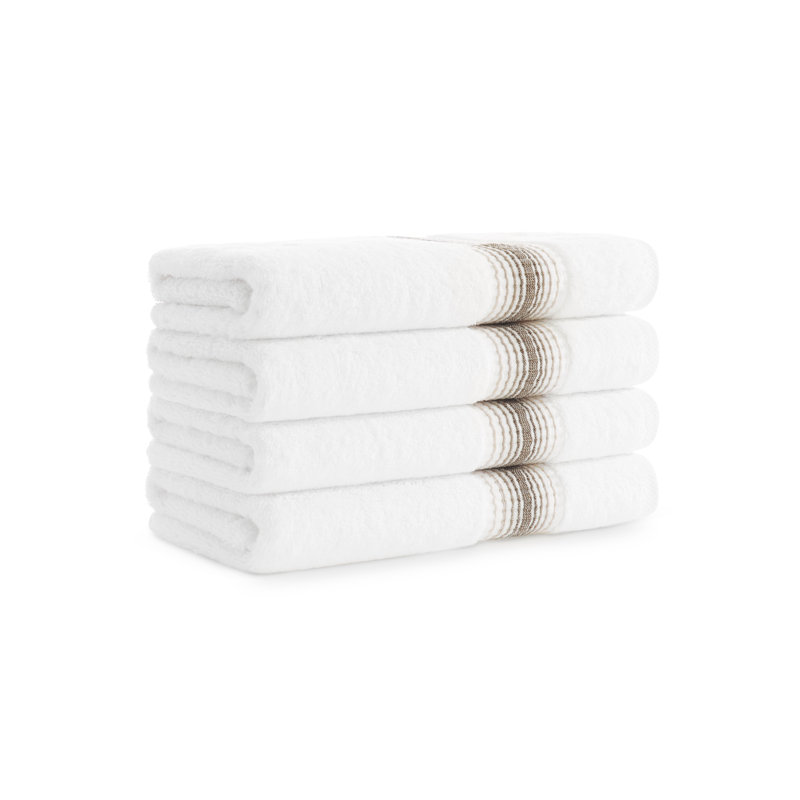 Merity Turkish Cotton Hand Towels (Pack of 4), White/Sand