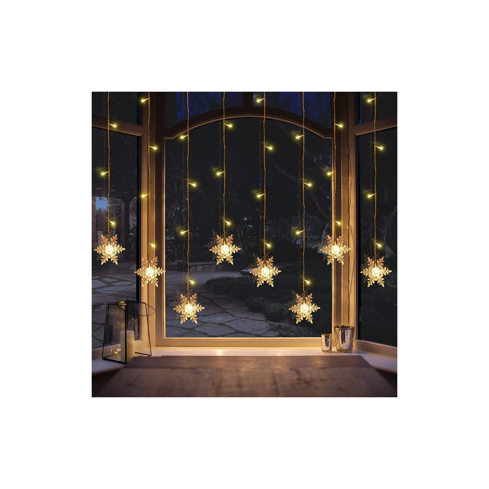 11.5FT 96LED Snowflake String Lights, Warm