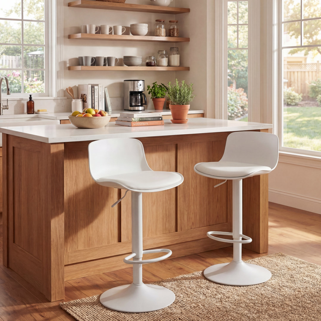 Harjyot Modern Swivel Adjustable Height Bar Stool with Backrest Footrest for Kitchen Island Bar Counter George Oliver Upholstery 