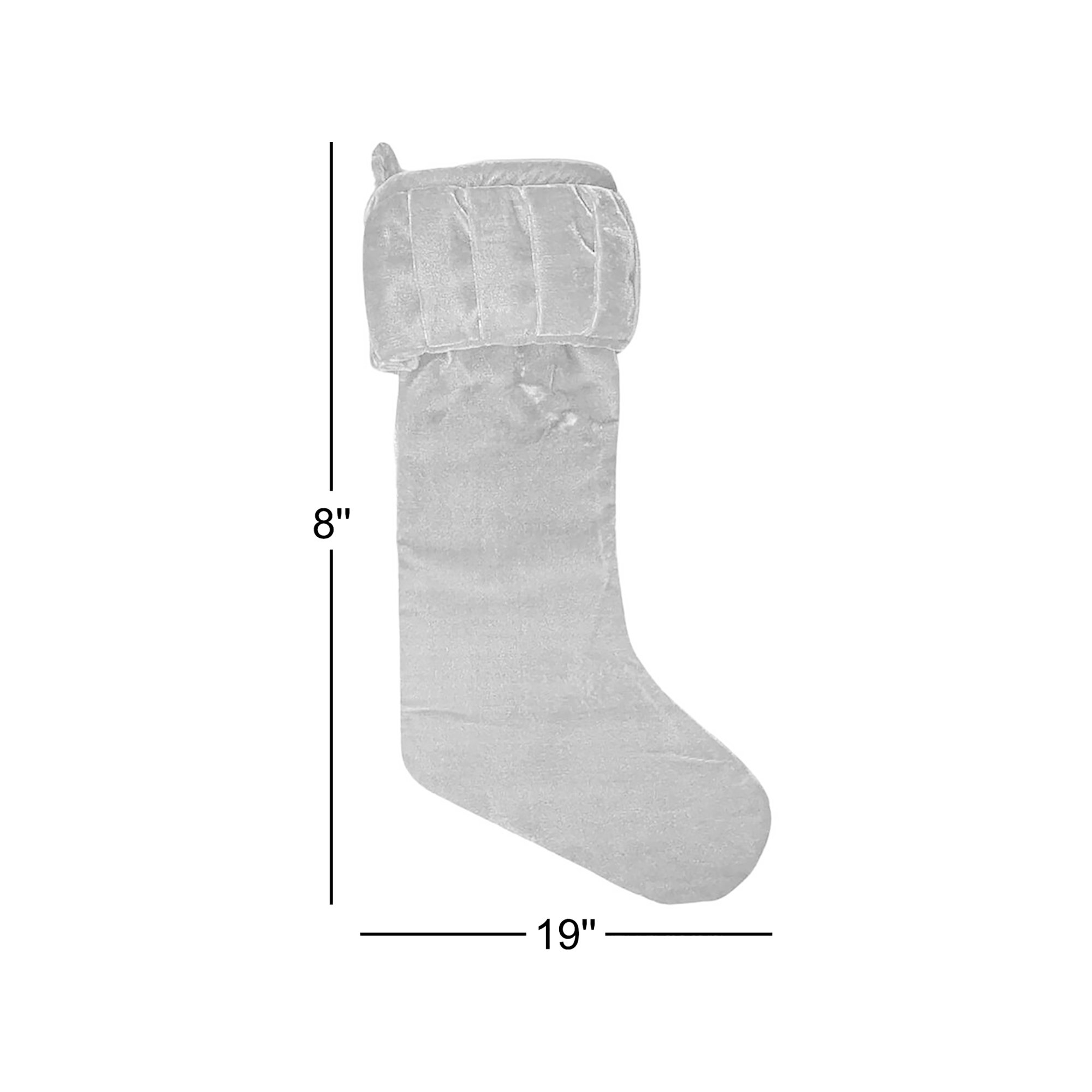  8" x 19" Plush Champagne Velvet Christmas Stocking, Silver