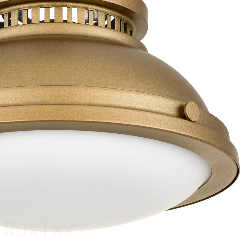 1-Light 11-In Polished Brass Flush Mount, Brushed Brass, 6.5" H x 11" W x 11" D