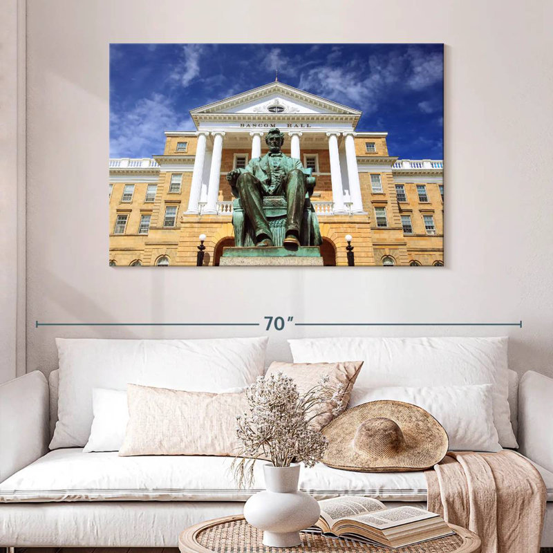 Statue Bascom Hall Lincoln, H 32 po x l 48 po