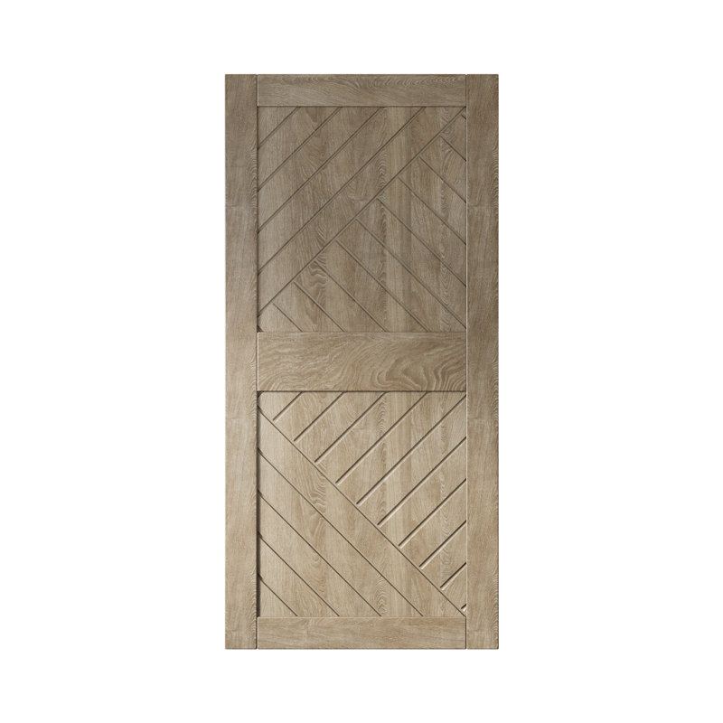 Porte de grange en bois de pin à finition géométrique classique et non assemblée Homacer, 26 po x 84 po