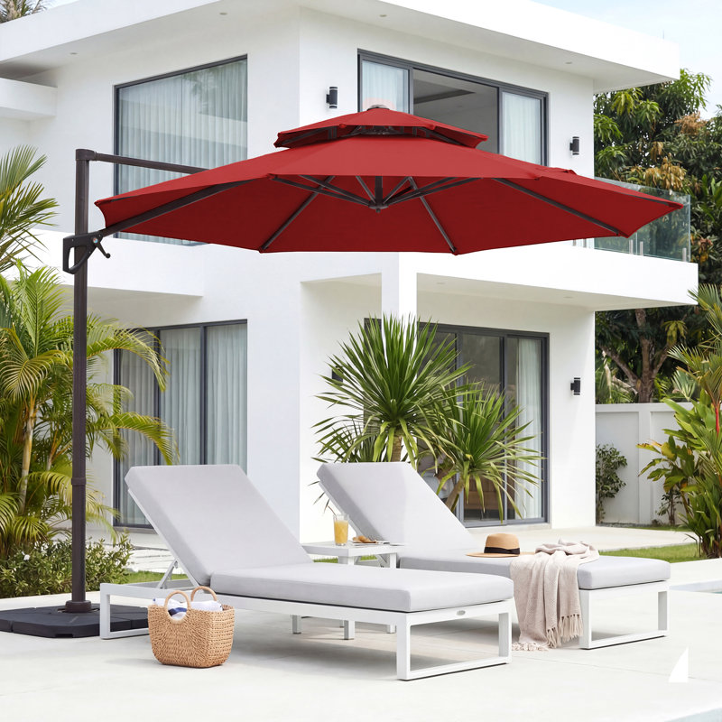 Parasol en porte-à-faux Pulk, Rouge, L 120 po x P 120 po