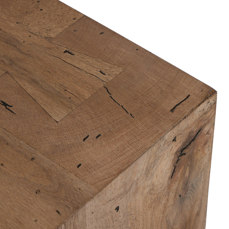 Abaso Media Console Table, Rustic Wormwood Oak