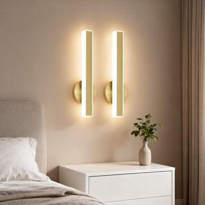 Modern Hardwired Led Wall Sconce Set Of 2, 18W 5Cct Dimmable Wall Light Fixture For Living Room, Bedroom, Hallway With Long-Lasting Built-In Chips