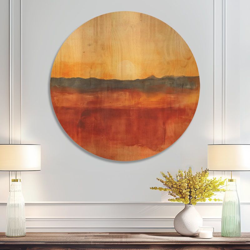 Décoration murale ronde en bois Brickton II - Southwestern, Rond 23 po, Rond