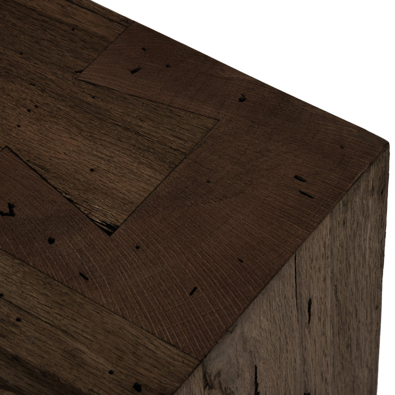 Abaso Solid Wood Dining Bench, Ebony Rustic Wormwood Oak