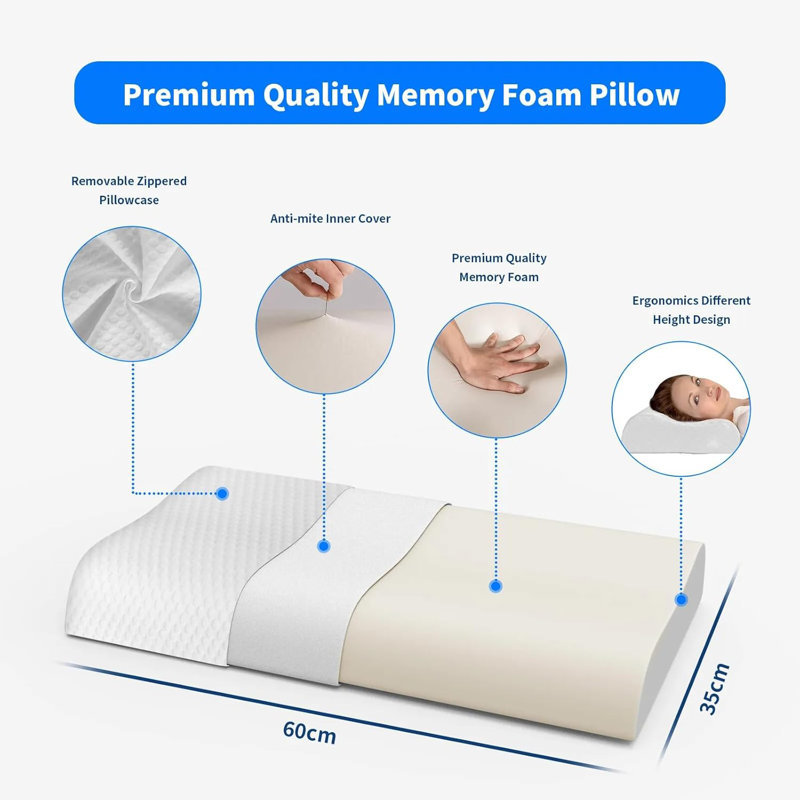 Doliya Memory Foam Pillow Cervical Orthopedic Pain Relief Neck  Pillow & Reduce Pressure 