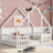 Full Wooden Frame Material House-Shaped Floor Bed Frame With Fence, Guardrails-1105265660-1105265659