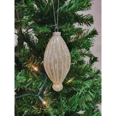  Gold Elongated Teardrop Glass Christmas Ornament F07M7-5-LH76-23191