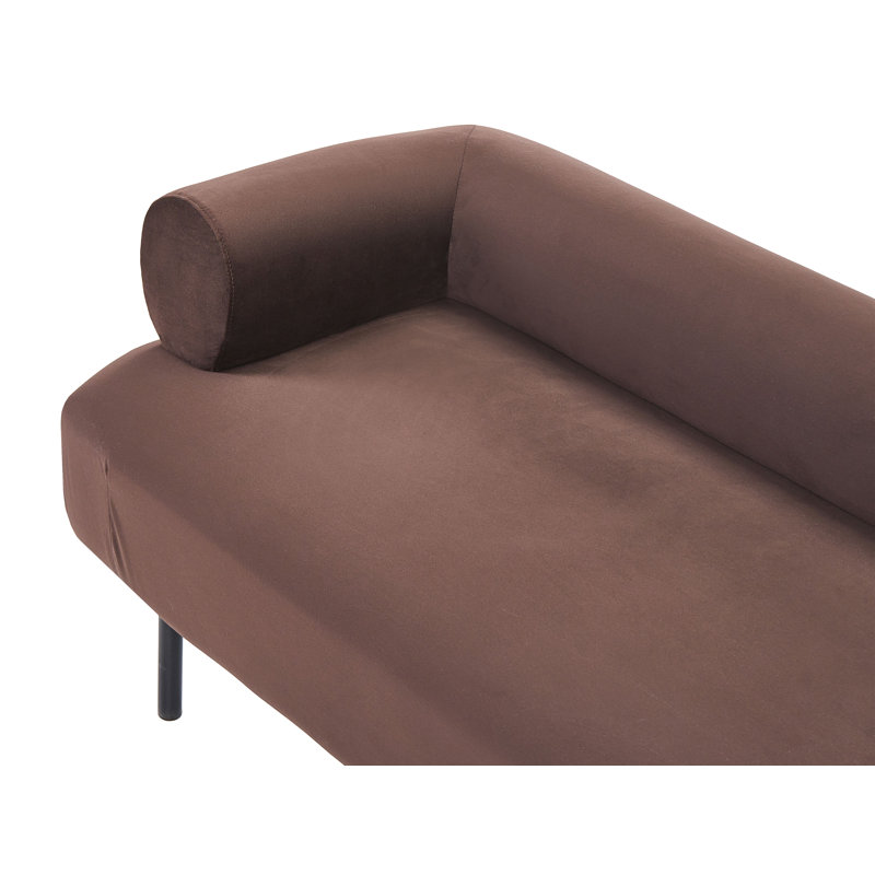 Deletha Upholstered Chaise Lounge, Left Hand Facing, Velvet, Dark Brown