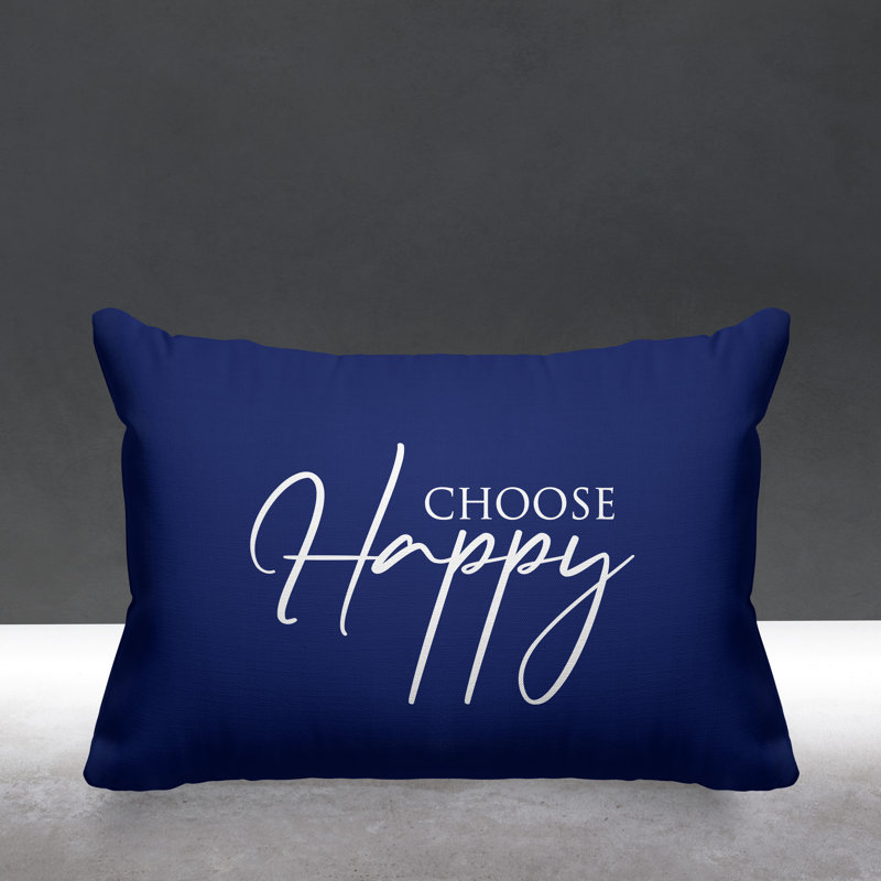 Housse et insert de coussin rectangulaire extérieur Aspire Choisissez Happy, Bleu marine