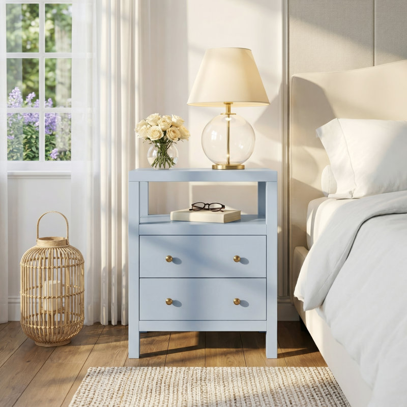 Nora 2-Drawer Nightstand, Smooth White