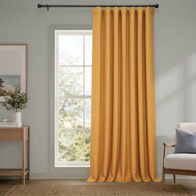 Ottis Faux Linen Room Darkening Curtain Panel